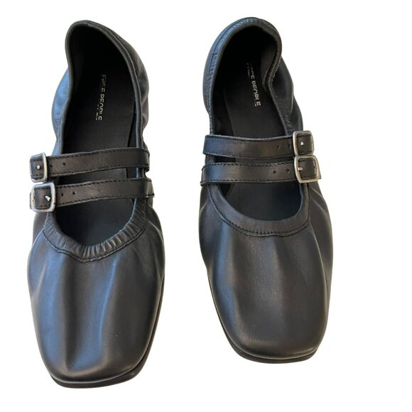 Free People Black Leather Gemini Ballet Flat Size 7.5 NEW - Picture 3 of 8